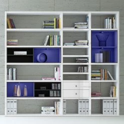 Loftscape XL Regalwand Emporior I.B - Hochglanz Weiß / Schwarz - Mit Beleuchtung -Wohnzimmermöbel boutique en ligne xl regalwand emporior i b rgb led beleuchtung hochglanz weiss schwarz 3396581