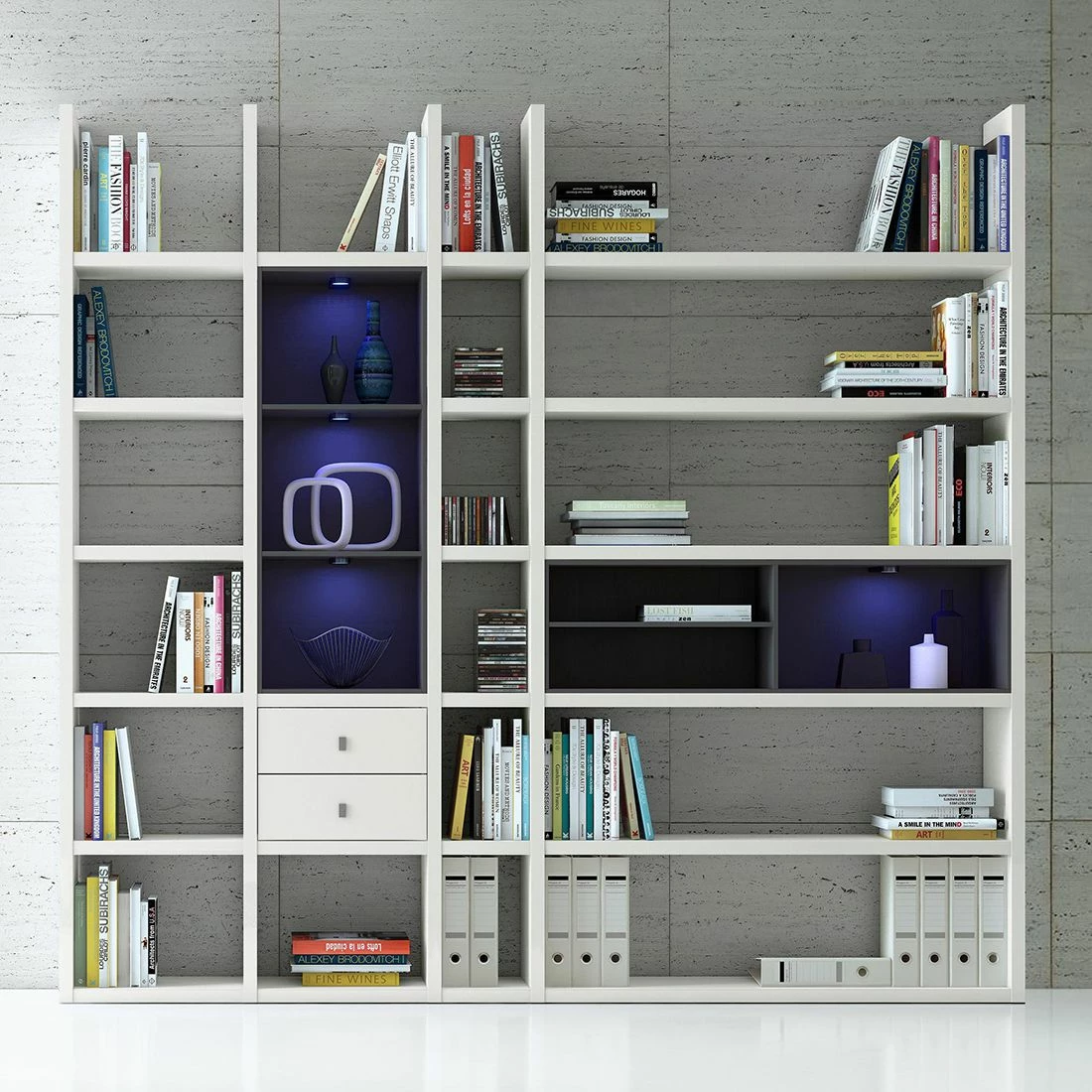 Loftscape XL Regalwand Emporior III.B - Weiß / Schwarz - Mit Beleuchtung 4 Loftscape XL Regalwand Emporior III.B - Weiß / Schwarz - Mit Beleuchtung – Bild 4