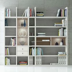 Loftscape XL Regalwand Emporior III.B - Weiß / Eiche Sonoma Dekor - Mit Beleuchtung -Wohnzimmermöbel boutique en ligne xl regalwand emporior iii b weiss sonoma eiche dekor 289437