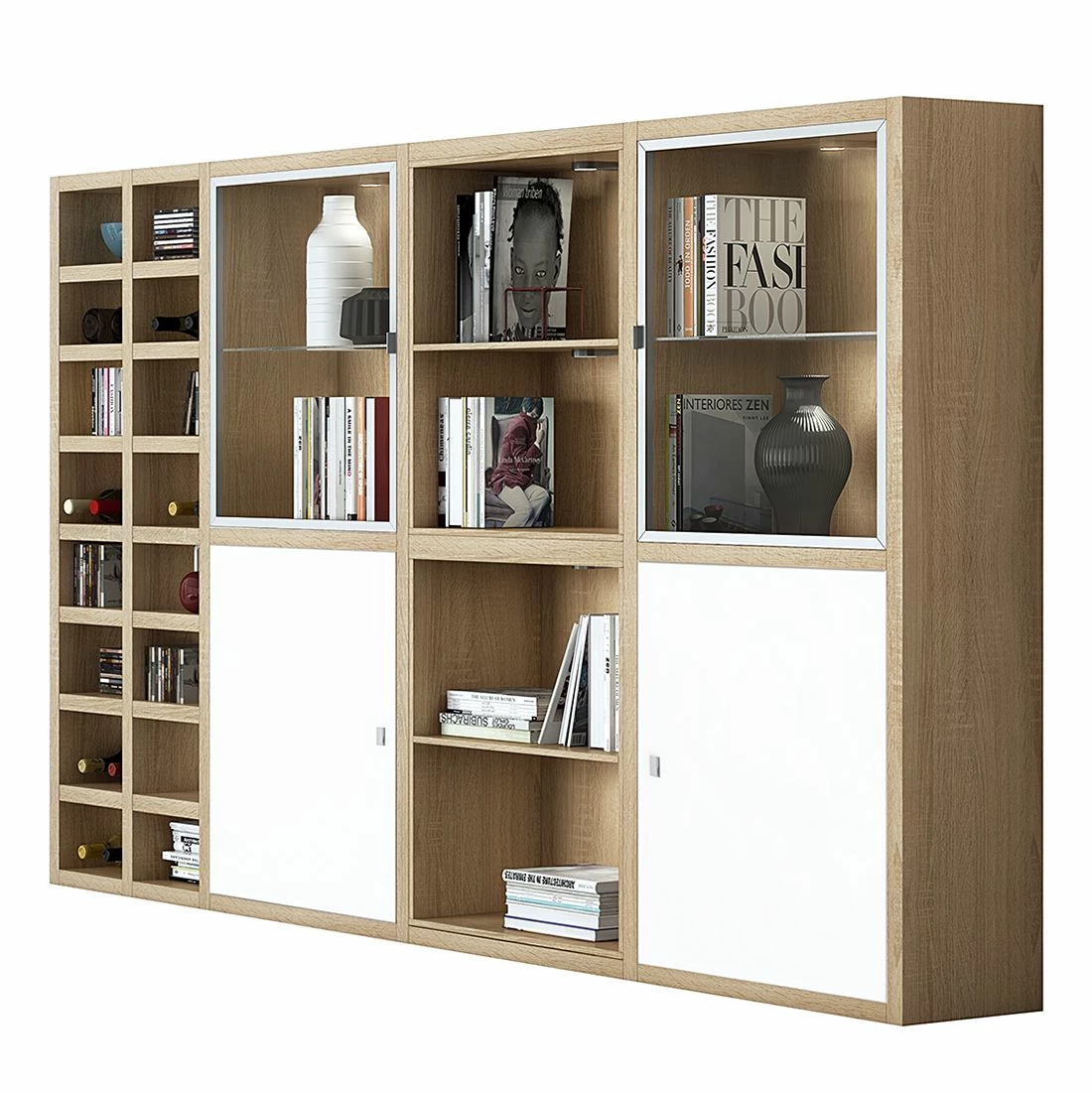 Loftscape XL Regalwand IX.B - Weiß / Eiche Dekor 1 Loftscape XL Regalwand IX.B - Weiß / Eiche Dekor