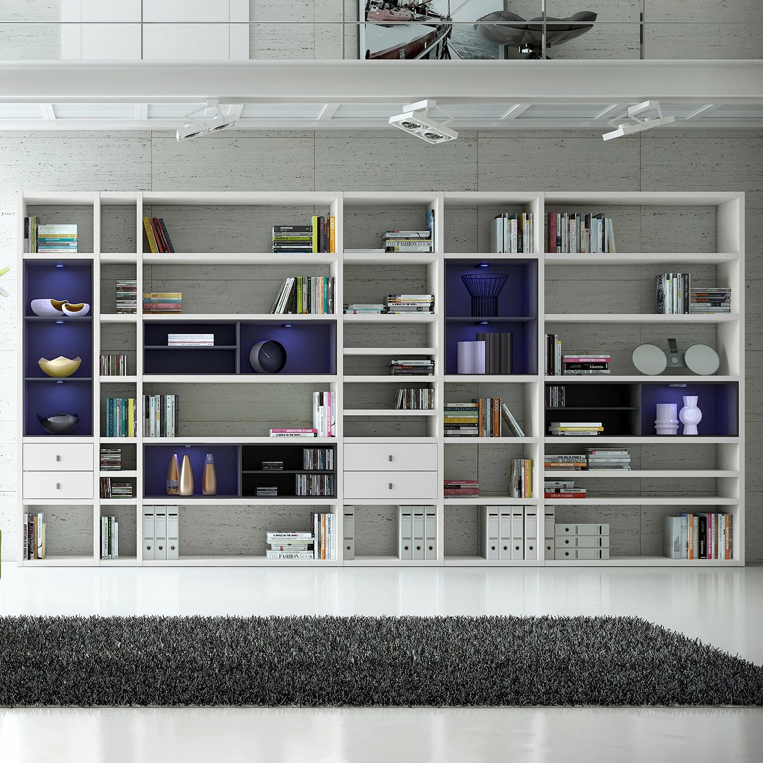 Loftscape XXL Regalwand Emporior I.A - Weiß / Schwarz - Mit Beleuchtung 3 Loftscape XXL Regalwand Emporior I.A - Weiß / Schwarz - Mit Beleuchtung – Bild 3