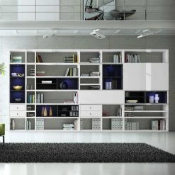 Loftscape XXL Regalwand Emporior I.B - Mit Beleuchtung -Wohnzimmermöbel boutique en ligne xxl regalwand emporior i b hochglanz weiss schwarz mit beleuchtung 2207118