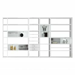 Loftscape XXL Regalwand Emporior II - Hochglanz Weiß / Weiß - Mit Beleuchtung