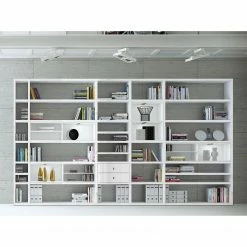 Loftscape XXL Regalwand Emporior II - Hochglanz Weiß / Weiß - Mit Beleuchtung -Wohnzimmermöbel boutique en ligne xxl regalwand emporior ii mit beleuchtung hochglanz weiss weiss 2222314