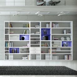 Loftscape XXL Regalwand Emporior II - Hochglanz Weiß / Weiß - Mit Beleuchtung -Wohnzimmermöbel boutique en ligne xxl regalwand emporior ii rgb led beleuchtung hochglanz weiss weiss 3396333