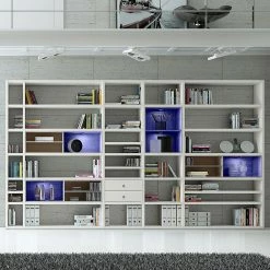 Loftscape XXL Regalwand Emporior II - Weiß / Eiche Sonoma Dekor - Mit Beleuchtung -Wohnzimmermöbel boutique en ligne xxl regalwand emporior ii rgb led beleuchtung weiss eiche sonoma dekor 3396341