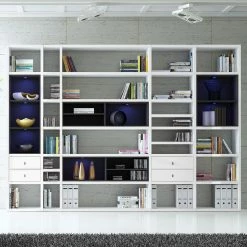 Loftscape XXL Regalwand Emporior III - Hochglanz Weiß / Schwarz - Mit Beleuchtung -Wohnzimmermöbel boutique en ligne xxl regalwand emporior iii mit beleuchtung hochglanz weiss schwarz 2221122