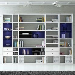 Loftscape XXL Regalwand Emporior III - Hochglanz Weiß / Schwarz - Mit Beleuchtung -Wohnzimmermöbel boutique en ligne xxl regalwand emporior iii rgb led beleuchtung hochglanz weiss schwarz 3396413