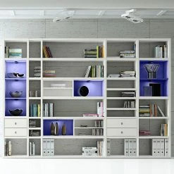 Loftscape XXL Regalwand Emporior III - Cremeweiß - Mit Beleuchtung -Wohnzimmermöbel boutique en ligne xxl regalwand emporior iii rgb led beleuchtung weiss 3396377