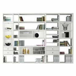 Loftscape XXL Regalwand Emporior III - Cremeweiß - Mit Beleuchtung
