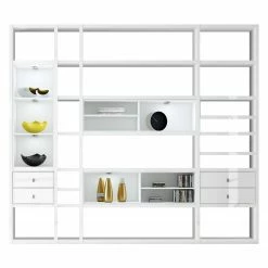 Loftscape XXL Regalwand Emporior IV.A - Hochglanz Weiß / Weiß - Mit Beleuchtung