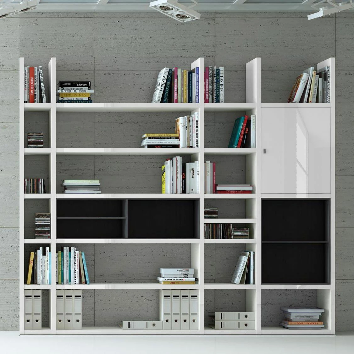 Loftscape XXL Regalwand Emporior IV.B - Hochglanz Weiß / Schwarz - Ohne Beleuchtung 2 Loftscape XXL Regalwand Emporior IV.B - Hochglanz Weiß / Schwarz - Ohne Beleuchtung – Bild 2