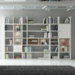 Loftscape XXL Regalwand Emporior V.A - Weiß / Eiche Sonoma Dekor - Mit Beleuchtung -Wohnzimmermöbel boutique en ligne xxl regalwand emporior v a weiss sonoma eiche dekor 289452