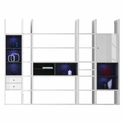 Loftscape XXL Regalwand Emporior VI - Hochglanz Weiß / Schwarz - Mit Beleuchtung