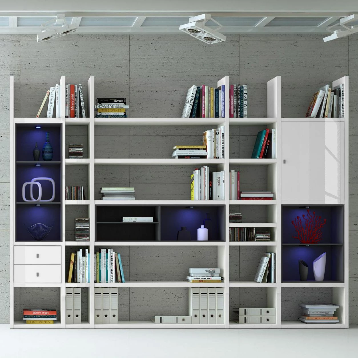 Loftscape XXL Regalwand Emporior VI - Hochglanz Weiß / Schwarz - Mit Beleuchtung 2 Loftscape XXL Regalwand Emporior VI - Hochglanz Weiß / Schwarz - Mit Beleuchtung – Bild 2