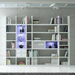 Loftscape XXL Regalwand Emporior VII - Weiß - Mit Beleuchtung -Wohnzimmermöbel boutique en ligne xxl regalwand emporior vii rgb led beleuchtung weiss 3397161