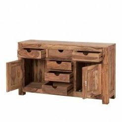 Wolf-Möbel Sideboard Yoga II - Sheesham massiv - Natur -Wohnzimmermöbel boutique en ligne yoga kommode sheesham holz geoelt 6 schubladen 1240612